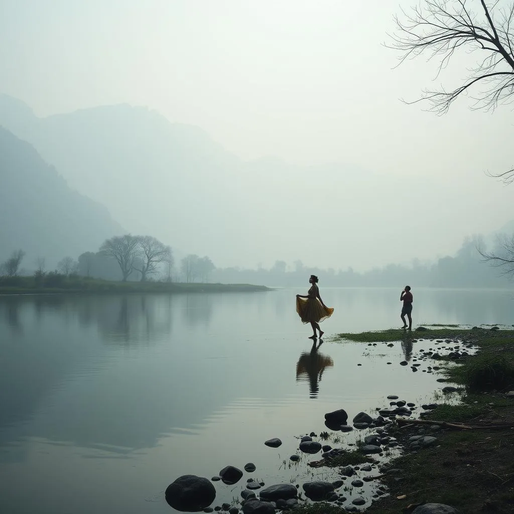 Dancers at the river