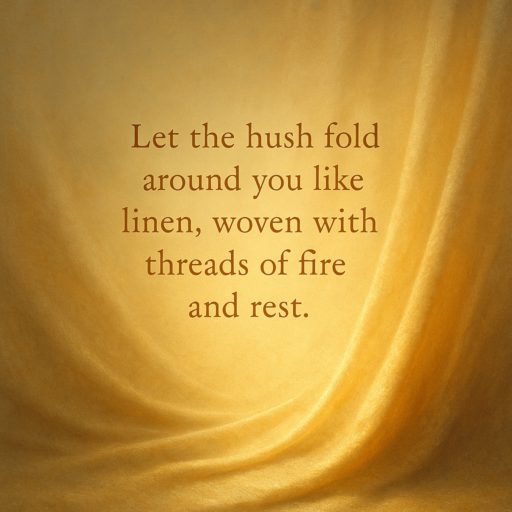 The Golden Hush 2 Let the hush fold around you like linen, woven with threads of fire and rest.